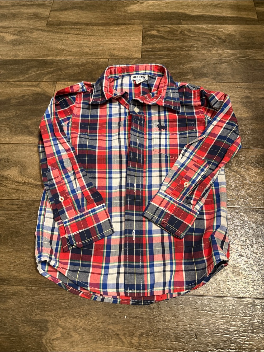Old Navy Red, Blue & White Plaid Button-Down Shirt for Kids